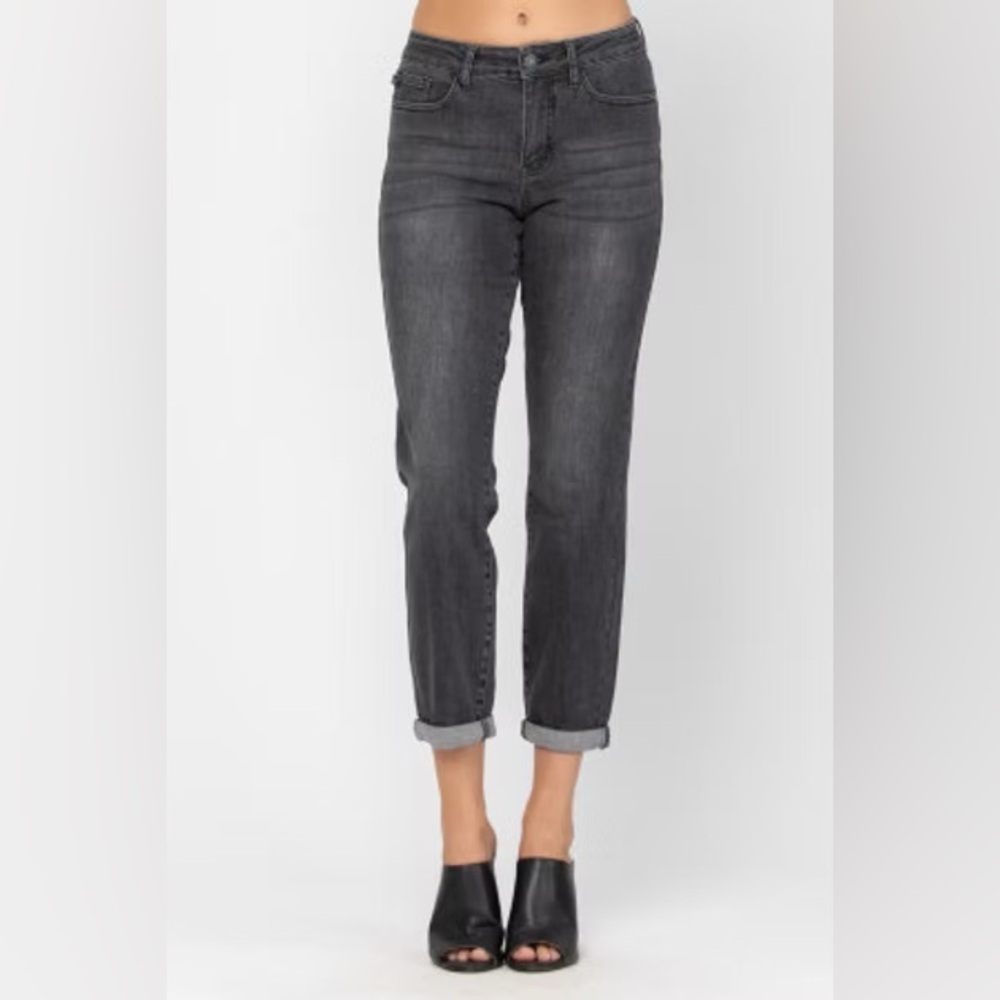 Judy Blue Women’s Black Wash Boyfriend Straight Leg Denim Jeans Size 14W